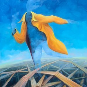 A figurative composition with abstract spatial construction